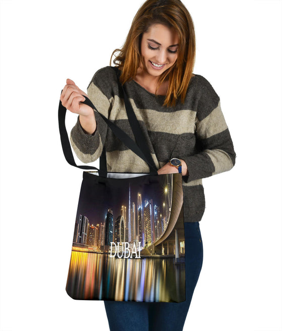 Dubai City | Asia| Skyline | Night| Tote Bag